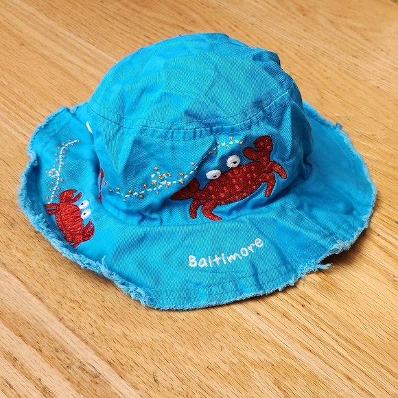 NWOT Kid Tees Aqua Baltimore Crab Bucket Hat Size 6-12 Months - Picture 1 of 12